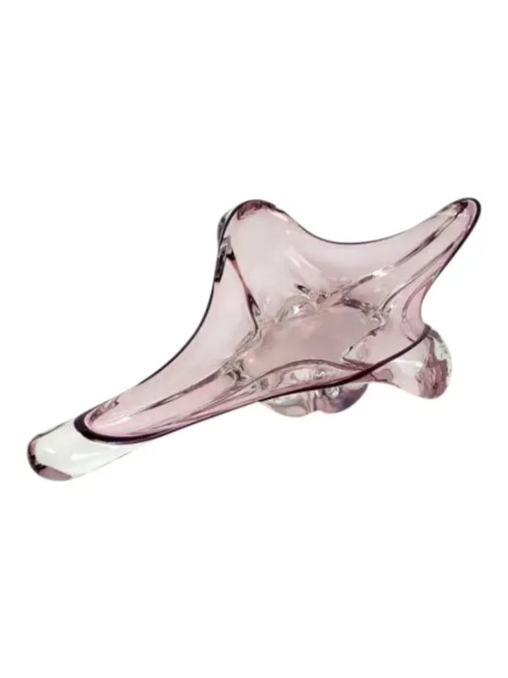 1950s Murano Glass Amoeba Shaped Freeform Footed Bowl Purple Dish